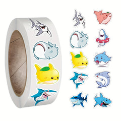 500pcs Shark Stickers Roll Waterproof Vinyl Decals