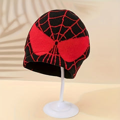 Spider Web Jacquard Knit Beanie Y2K Hat Lightweight Ski Hats Unisex