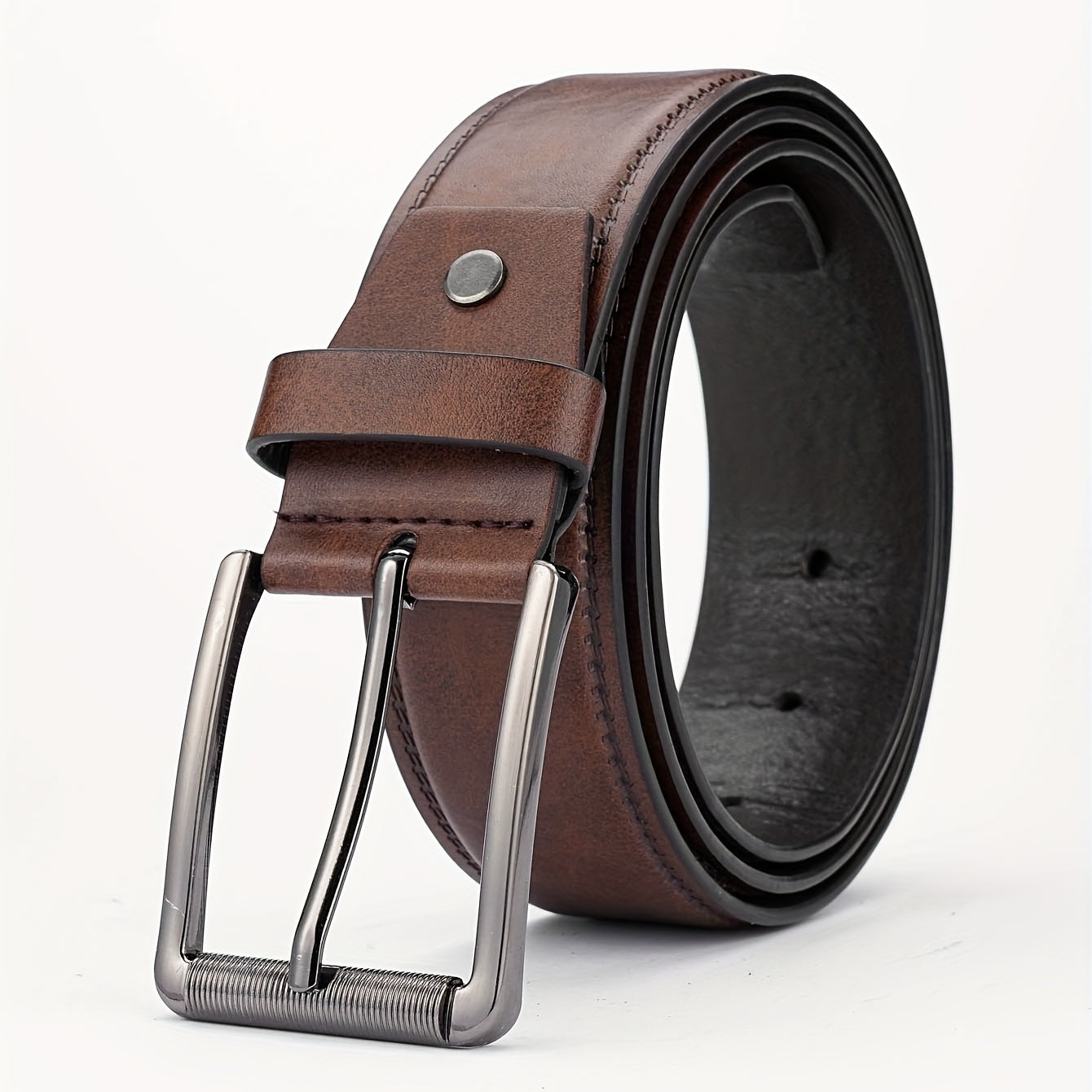 Alloy Pin Buckle PU Striped Belt Accessory Men