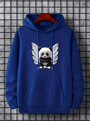 Panda & Wings Print Hoodie For Men Casual Hooded Long Sleeve Top Gift