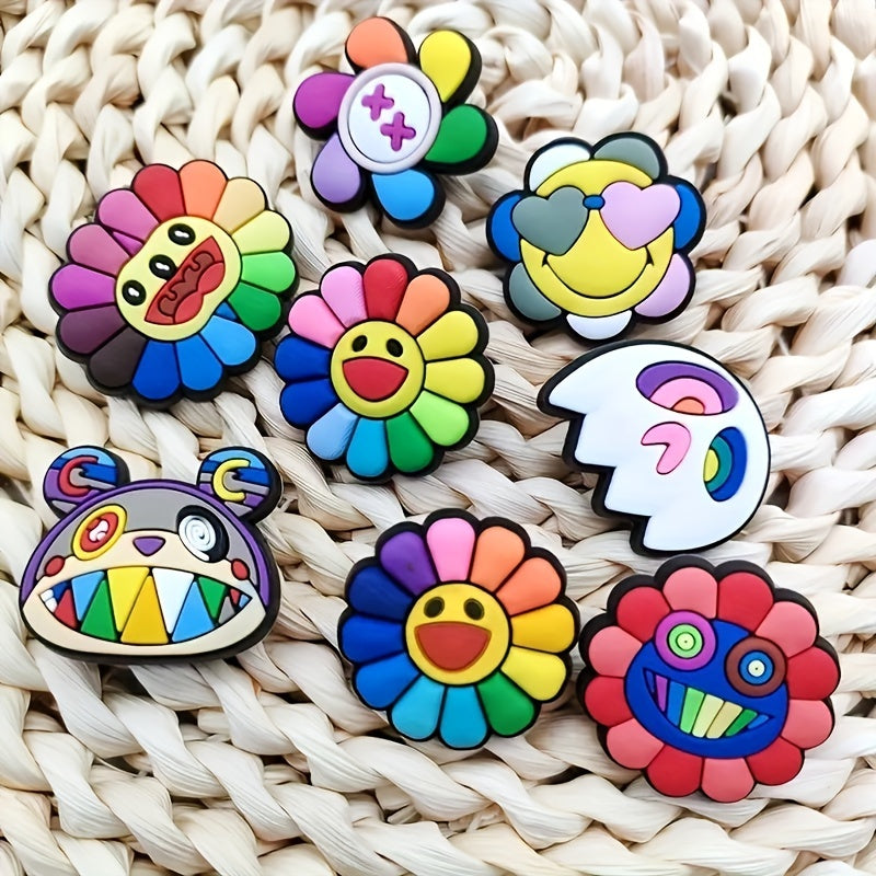 16pcs Cartoon Shoe Charms For Clogs Bubble Slides Sandals Shoe Decorations
