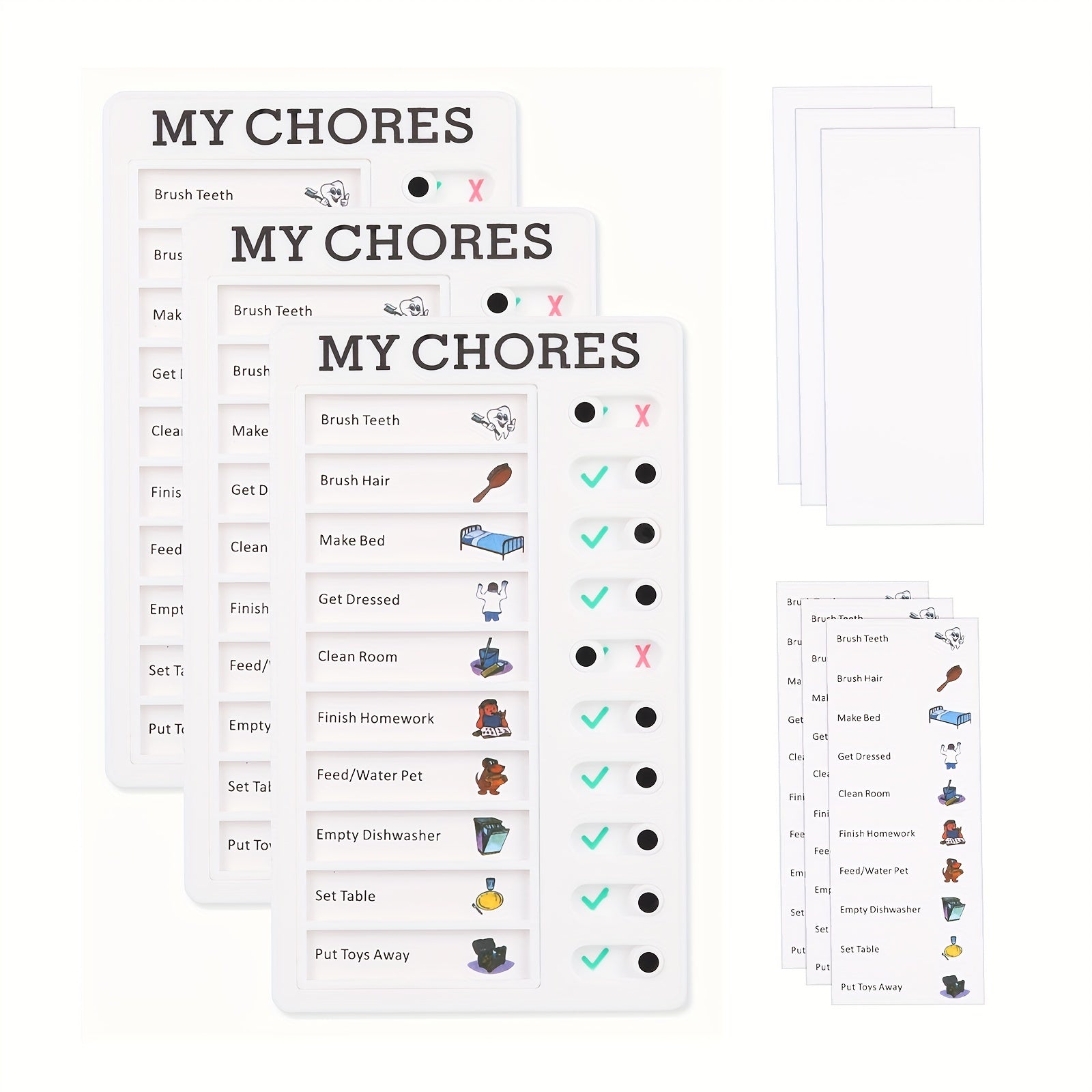 3pcs Daily Schedule Chore Chart Memo Checklist Board