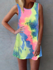 Tie Dye Print Tank Top Summer Sleeveless Top Women's Clothing