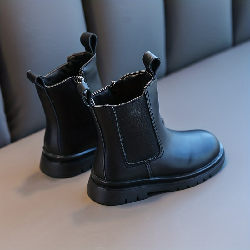 Girls Casual Solid Boots with Zipper Lightweight Non Slip Boots