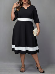 Colorblock A line Midi Dress