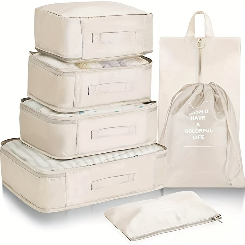 7pcs Travel Packing Cubes Mesh Luggage Storage Bag Underwear Clothes Organizer