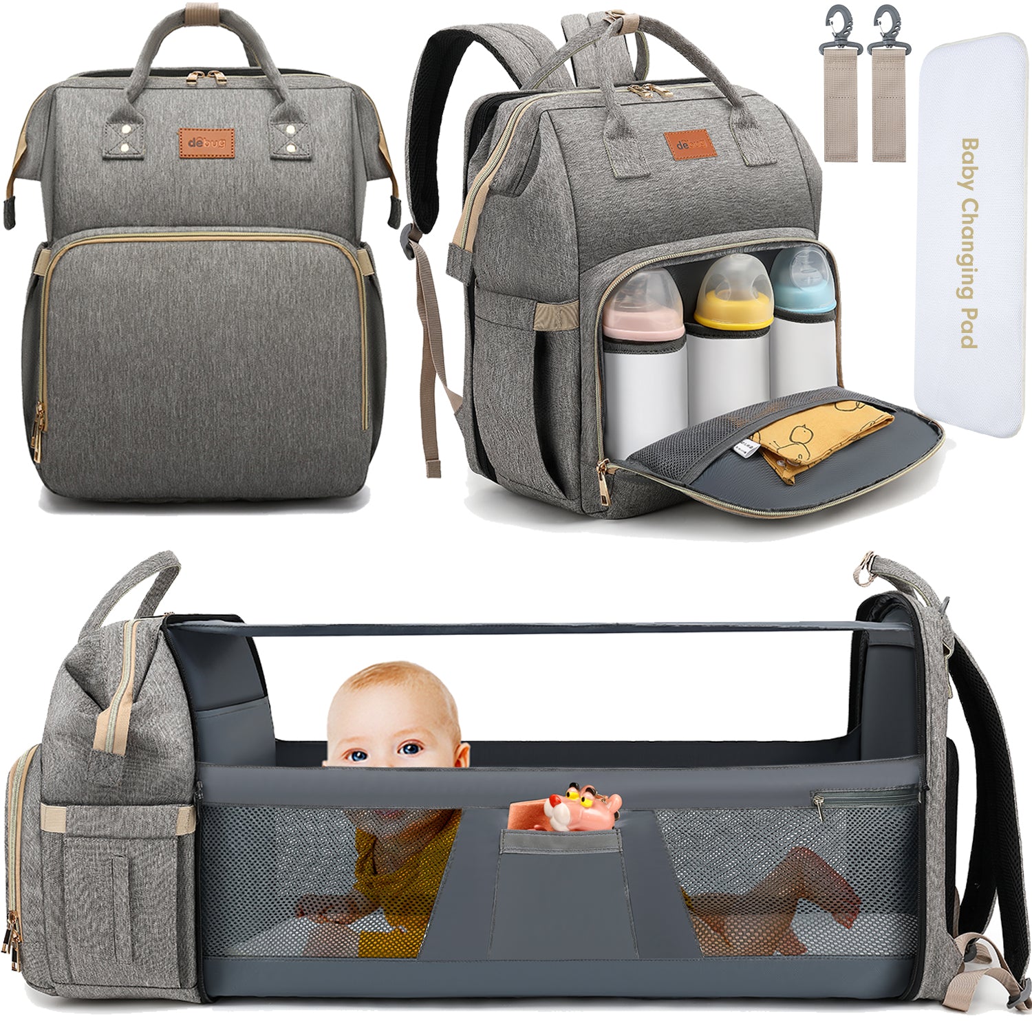 Baby Diaper Bag Backpack With Changing Station 30L Dual Use Baby Bag For Mom