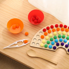 Colorful 2in1 Wooden Rainbow Clip Ball Toy