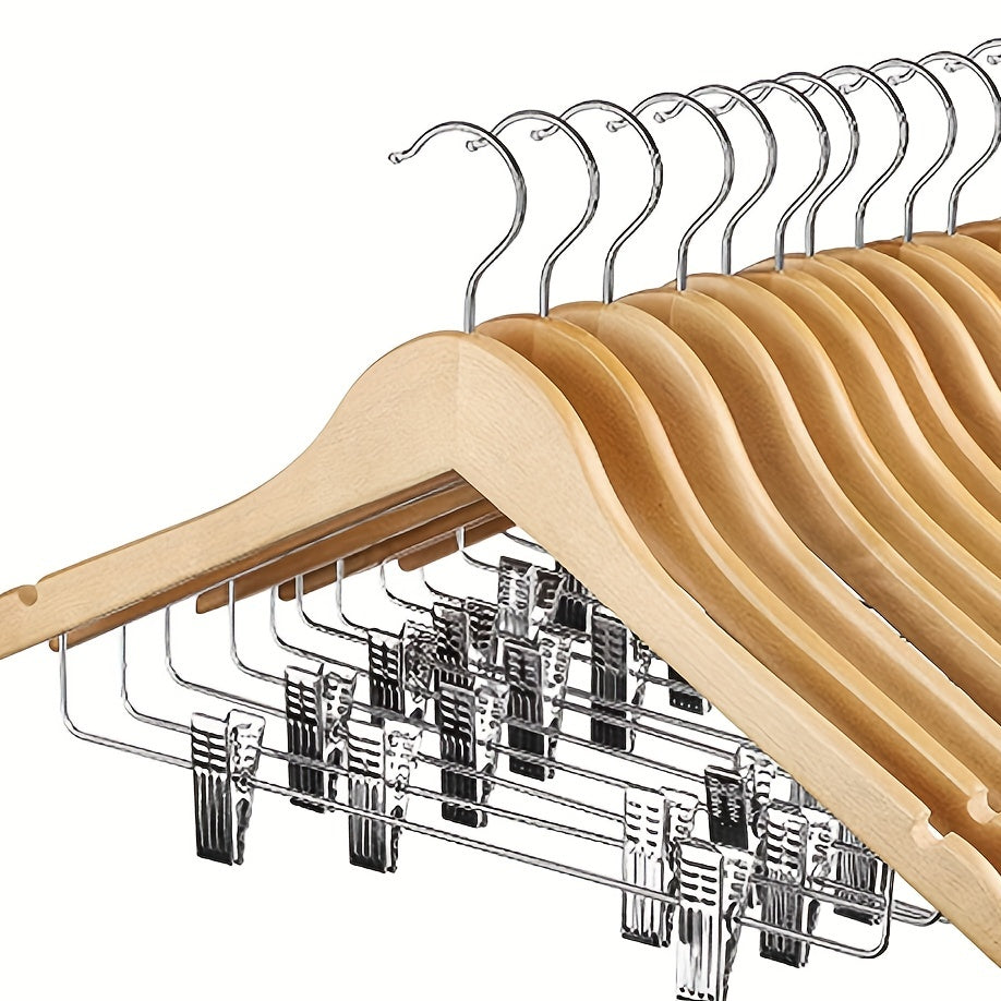Wooden Hangers Pants Tie Rack Wardrobe Organizer Storage