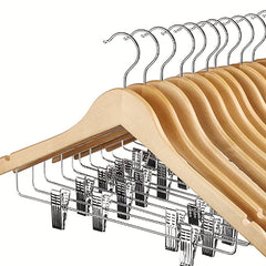 Wooden Hangers Pants Tie Rack Wardrobe Organizer Storage