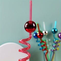 6pcs Disco Ball Straws Bachelor Straws Reusable Plastic Straws