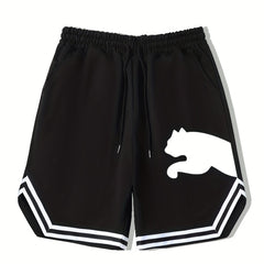 Animal Pattern Stretch Drawstring Shorts