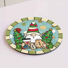 4pcs Santa Claus Printed Coaster Absorbent Mat Anti-scald Placemat