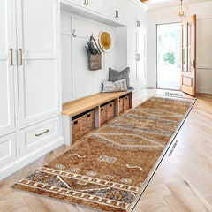 Non Slip Moroccan Tribal Kitchen Rug - Machine Washable