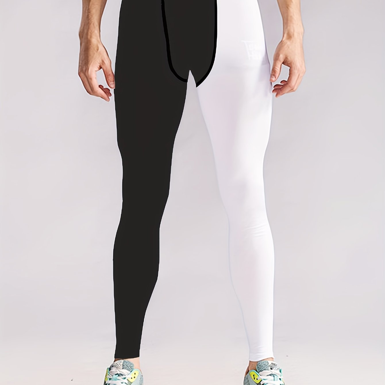 Men's Block Leggings Active Sports Compression Pants