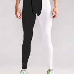 Men's Block Leggings Active Sports Compression Pants