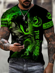 Horse 3D Pattern Print Men's Short Sleeve Comfy T-shirt Graphic Tee