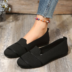 Women's Knitted Ballet Flats Soft Sole Slip On Shoes Almond Toe