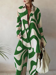 Abstract Stripe Print Two Piece Set