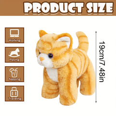 Orange Cat Plush Toy Realistic Stuffed Animal Striped Cat Look Real