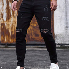 Men's Slim Fit Ripped Jeans Casual Street Style Stretch Denim Pants