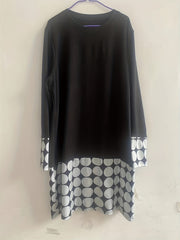 Colorblock Geo Print Long Sleeve Round Neck Dress