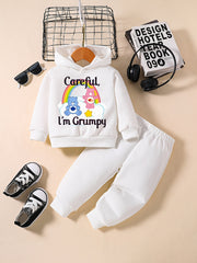 Baby Girl Set Cartoon Bear I'M GRUMPY Long Sleeve Hoodie Pants Outfit