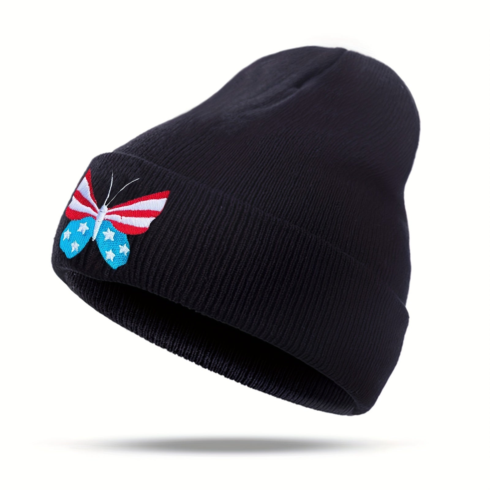 Butterfly Embroidery Knit Hat Skull Cap Warm Knitted Beanies