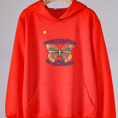 Girls Butterfly Print Hoodie Kids Casual Pullover Long Sleeve Top