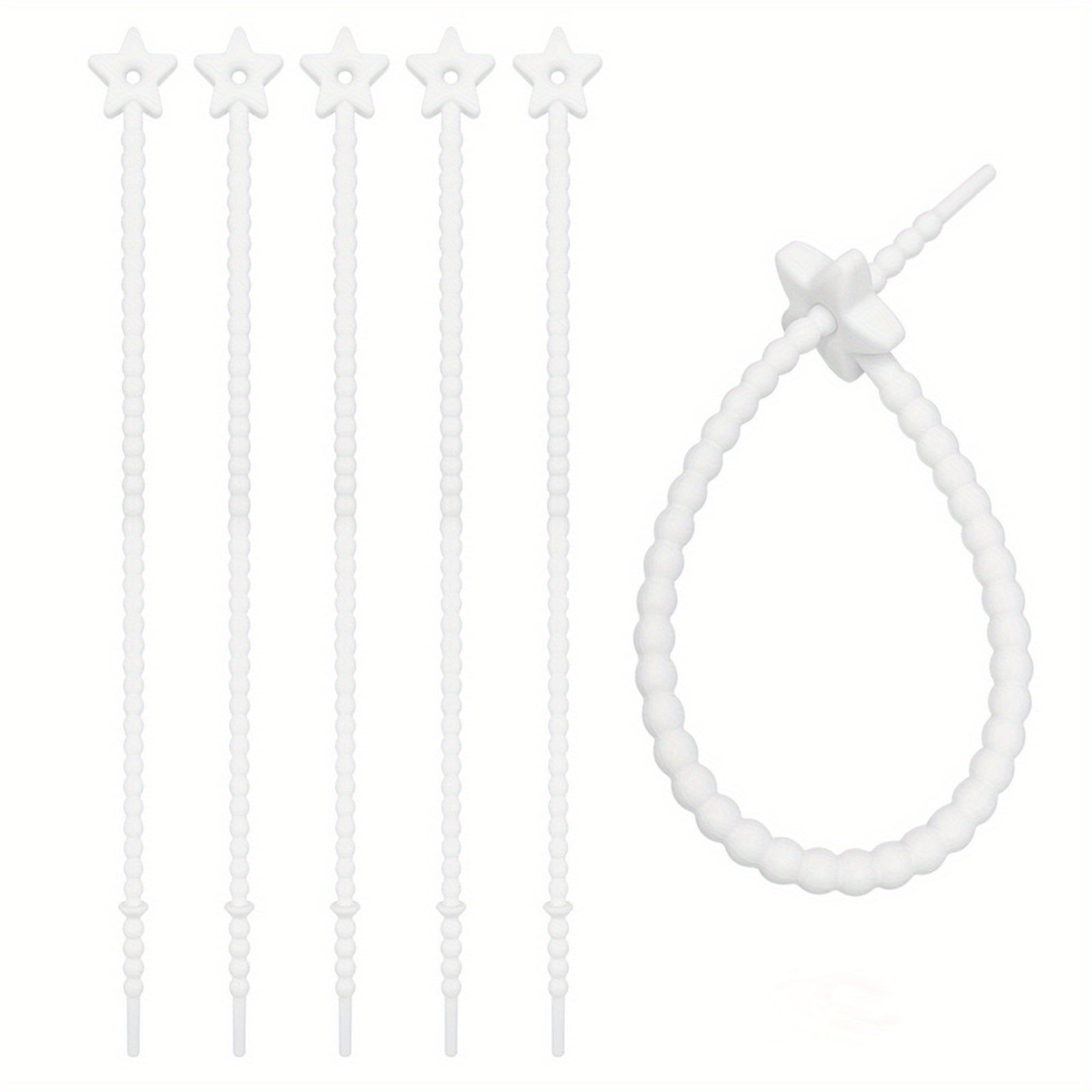 Set of 5 Star-Shaped Silicone Zip Ties for Charging Cords