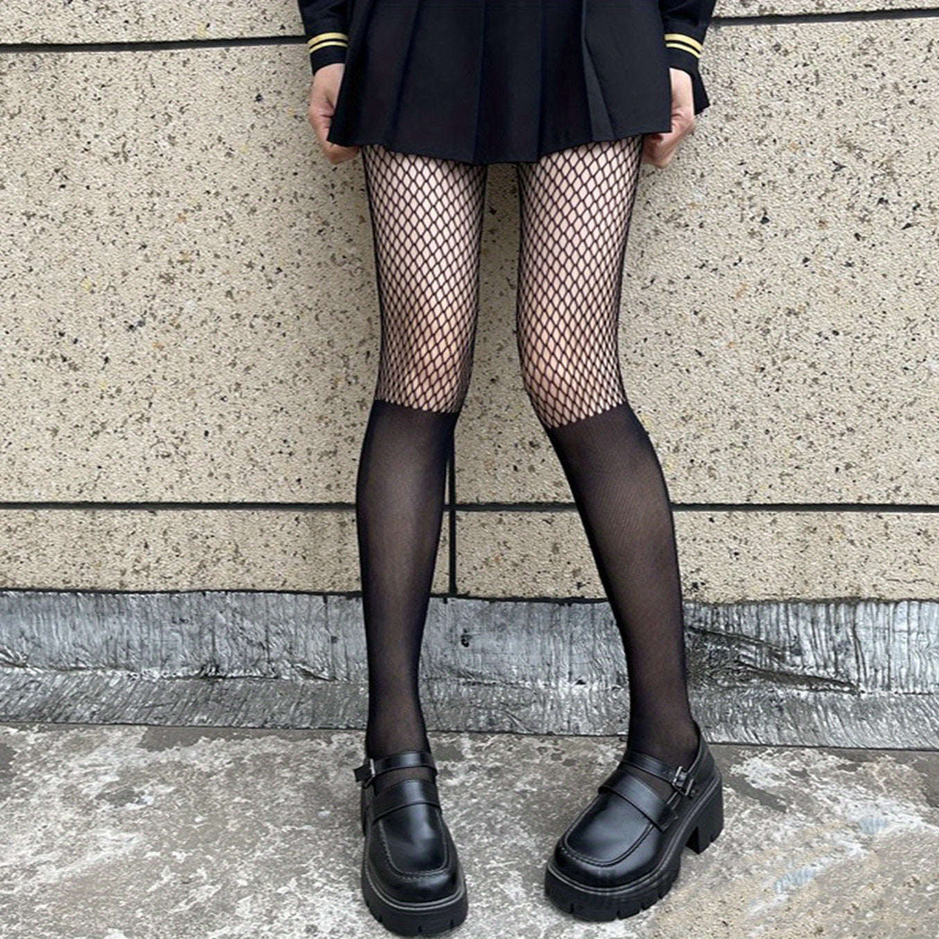 Sexy Stockings Women's Plus Faux Tight High Mesh Contrast Fishnet