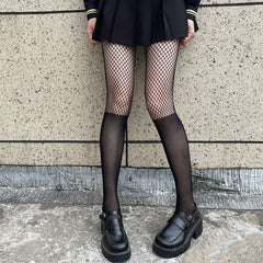 Sexy Stockings Women's Plus Faux Tight High Mesh Contrast Fishnet