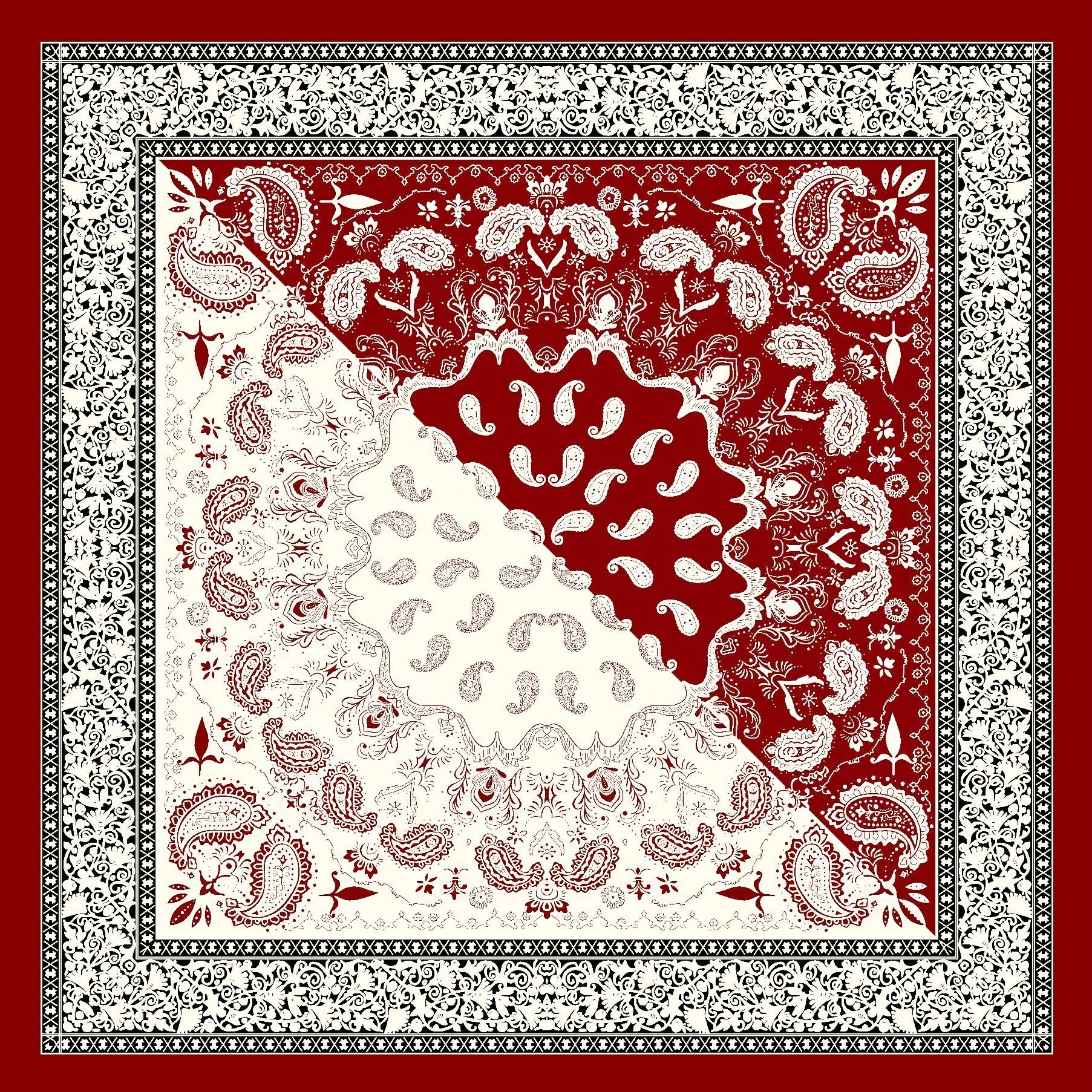 Boho Paisley Print Satin Scarf Shawl Bandana Head Wrap