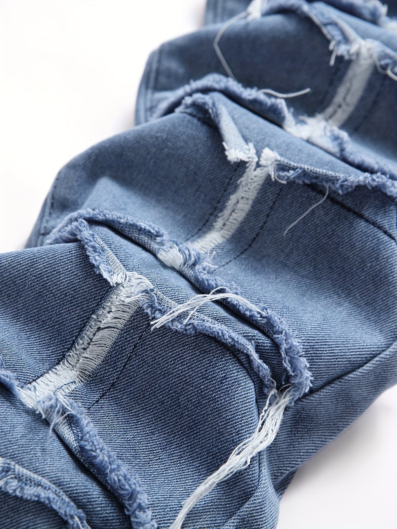 Slim Fit Raw Trim Jeans Mens Distressed Denim Pants