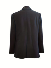 Solid Double Breasted Blazer Long Sleeve Outerwear Women's Clothing
