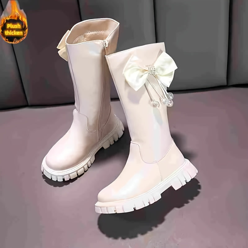 JIAGEYA Solid Knee High Boots for Girls