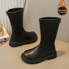 JIAGEYA Girl's High Top Warm Plush Boots Non Slip Shoes