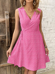 Floral V Neck Boho Dress Sleeveless