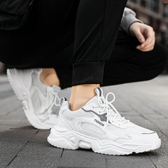 Men's Reflective Chunky Shoes Non Slip Lace Up Sneakers For Outdoor Activities