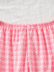 Kid's 2pcs Rabbit Houndstooth Pajama Set, Long Sleeve Top & Pants