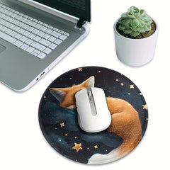 Fox Round Mouse Pad Non-slip Rubber Base Gaming Mouse Pad