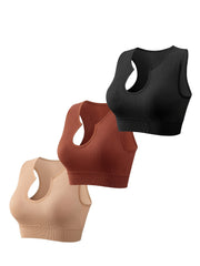 3 Ribbed Wireless Sports Bras Comfy & Breathable Running Workout Tank Bra
