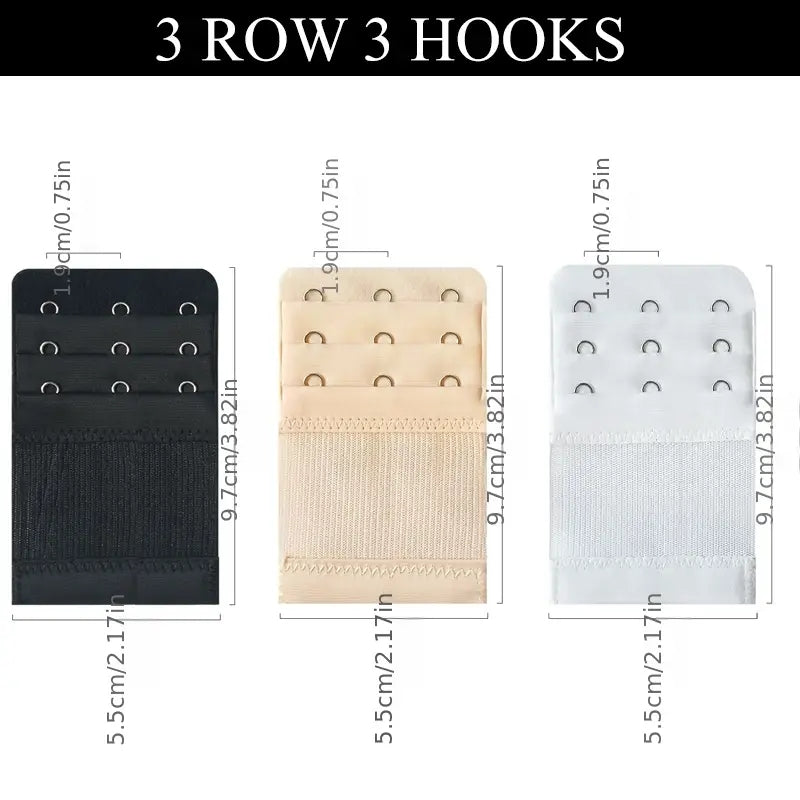 3 Pcs Hook Bra Extenders Adjustable Bra Band Women's Lingerie Accessories