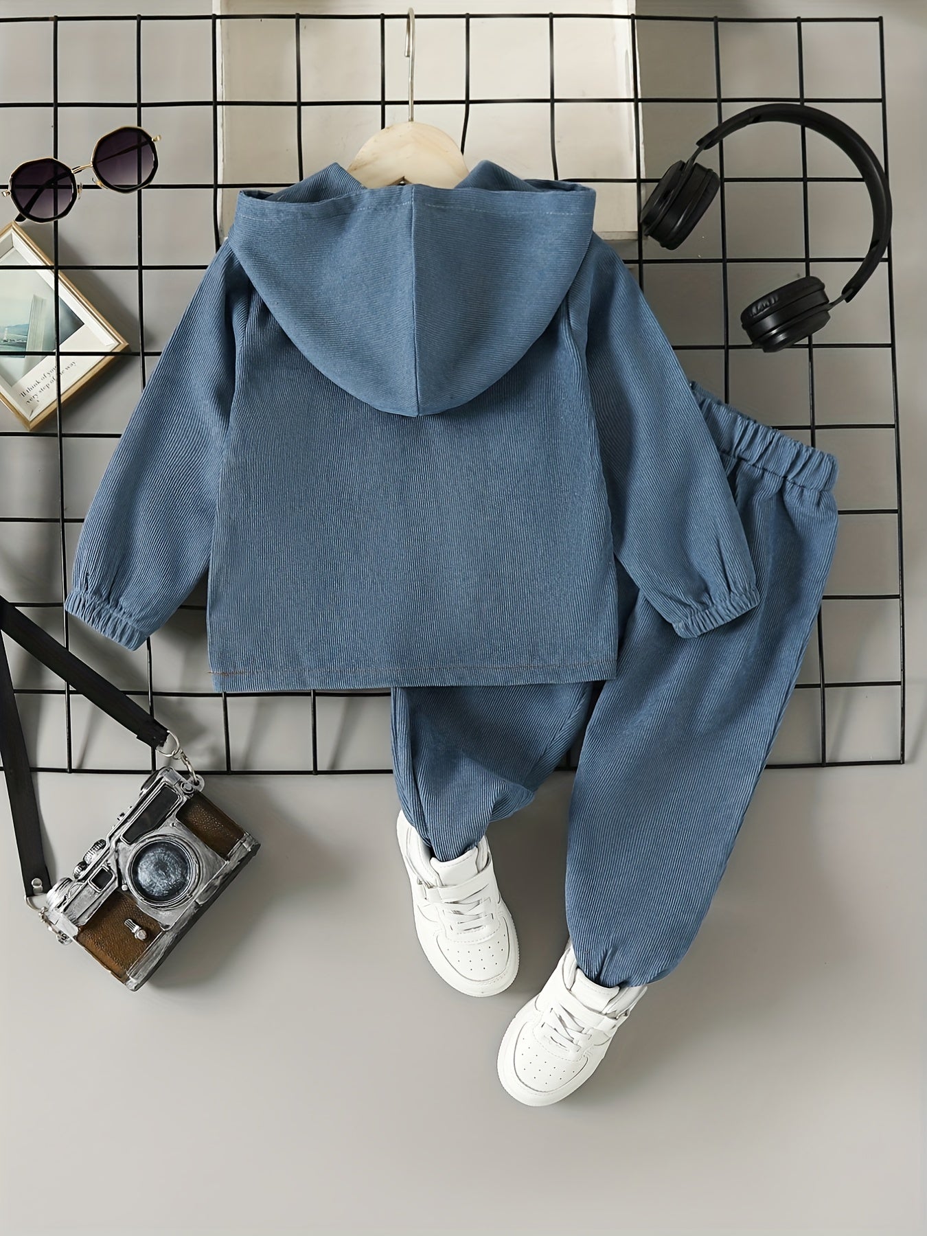 Boys Corduroy Hooded & Elastic Waist Pants Set