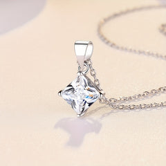 1CT Princess Cut Moissanite Necklace 925 Sterling Silver - Engagement Gift
