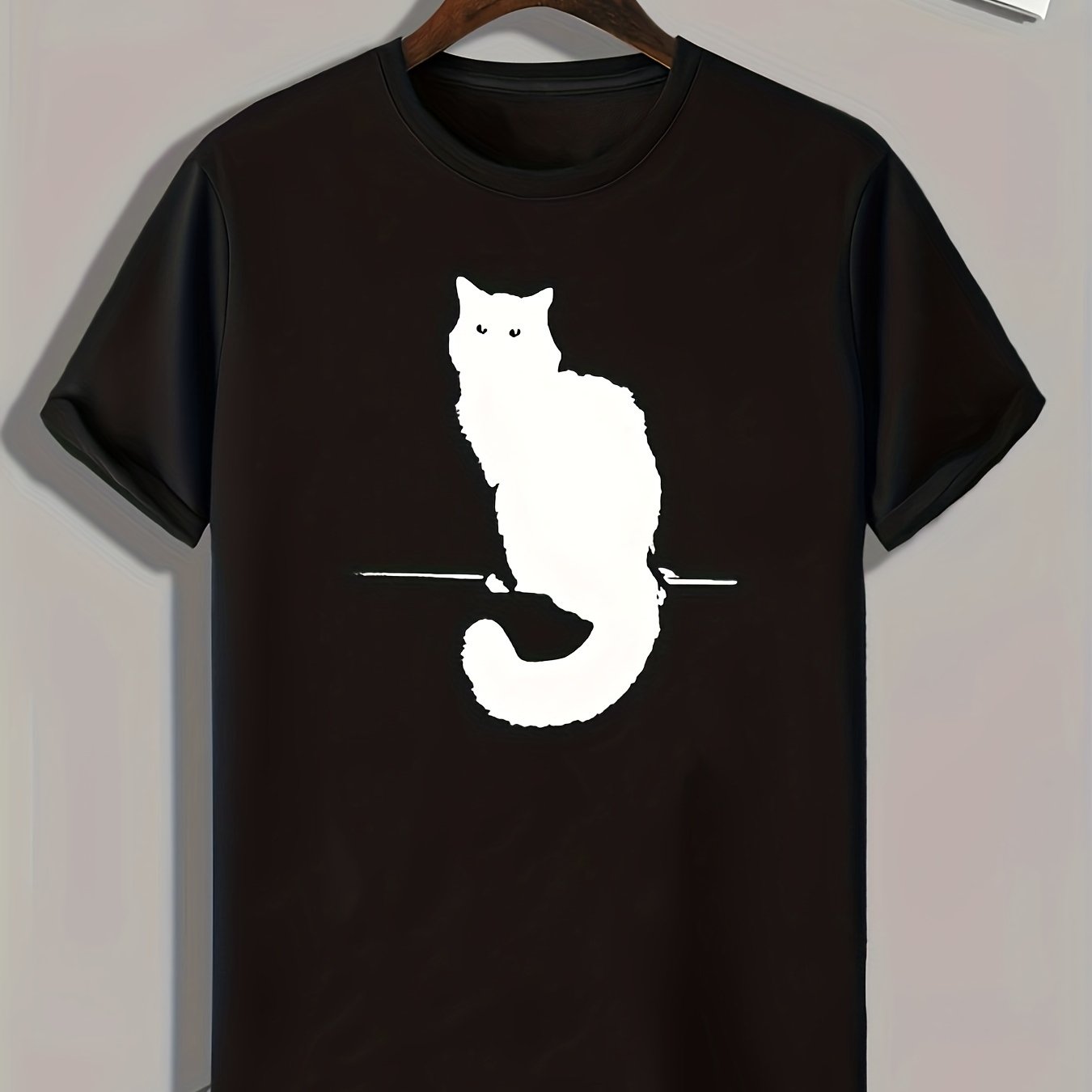 Cat Pattern Print Men's Comfy Sports T shirt Graphic Tee