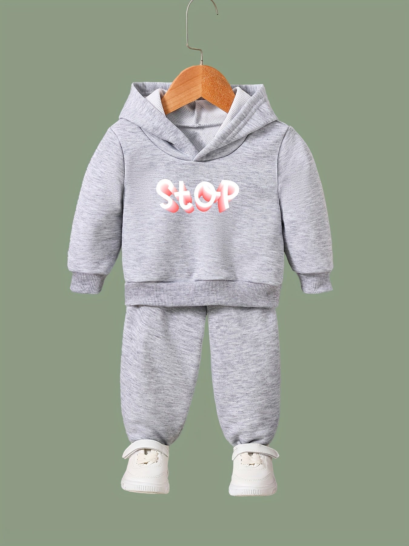 OERYUI 2pcs STOP Hoodies Pants Set Girls Boys Spring Fall Sports Gift