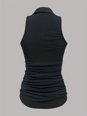 Ruched Half Zip Summer Top