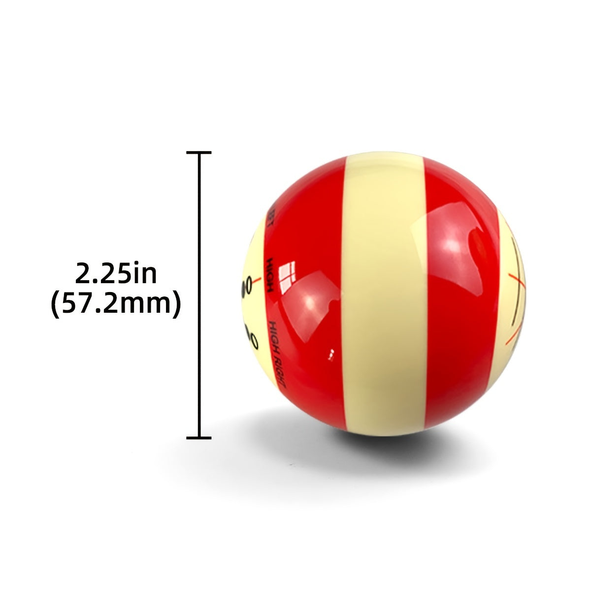 Billiards Cue Ball for Training and Practice with Clear Lines and Dots