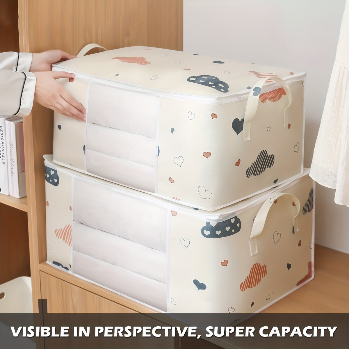 Foldable Storage Bag Quilt Toy Organizer with Reinforced Handles